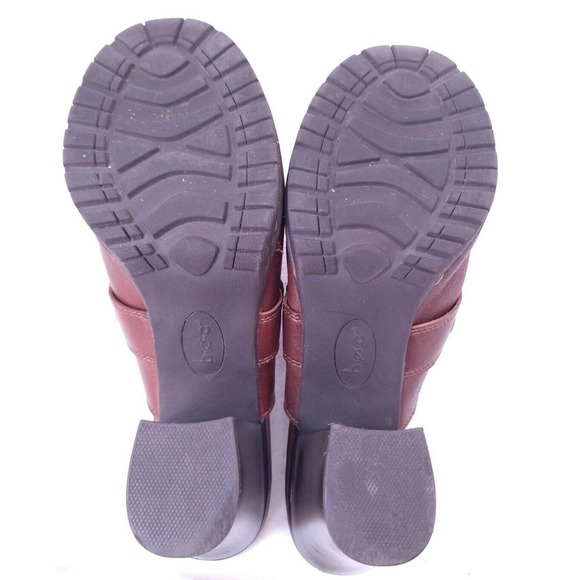 Born BOC Brown Leather Buckle Slip On Mules Heels Size 10 US - Picture 7 of 11